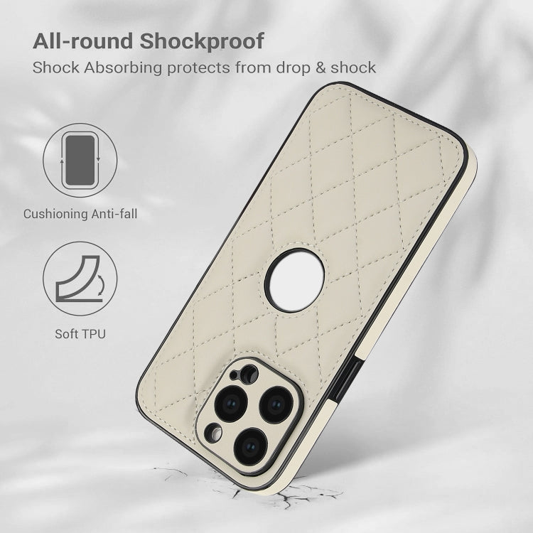For iPhone 15 Pro Max Rhombic Leather Back Cover Phone Case