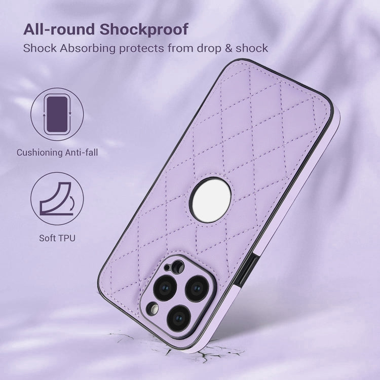 For iPhone 15 Pro Max Rhombic Leather Back Cover Phone Case