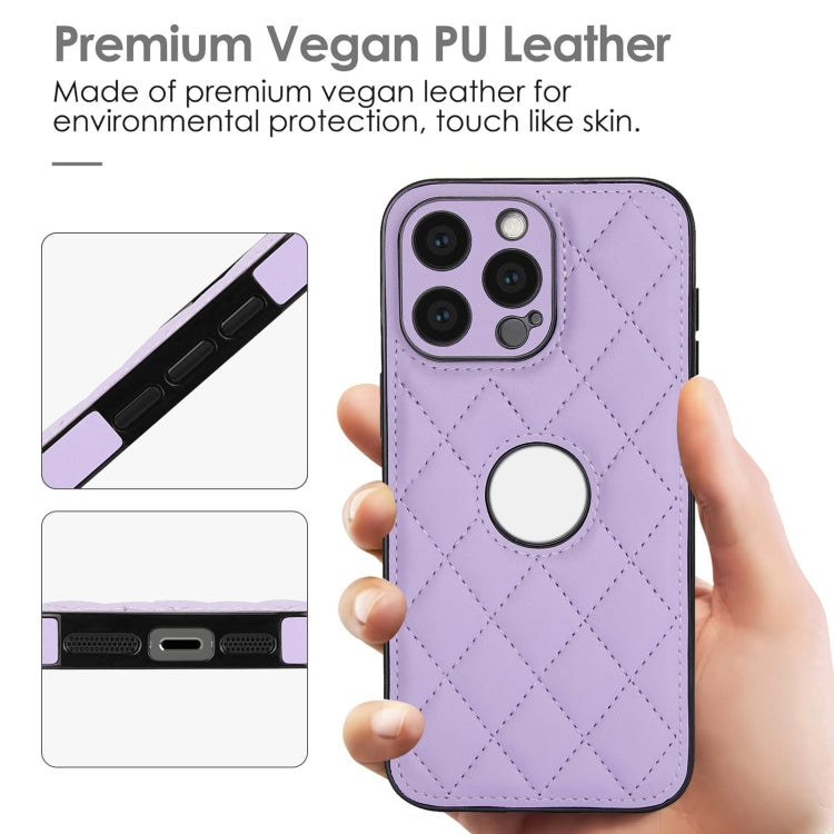 For iPhone 15 Pro Max Rhombic Leather Back Cover Phone Case