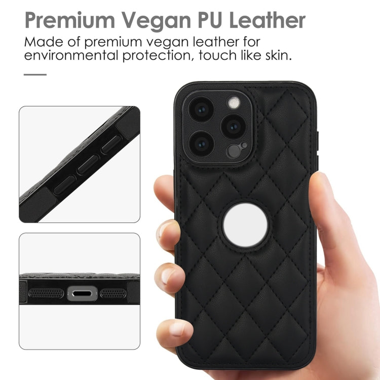 For iPhone 15 Pro Rhombic Leather Back Cover Phone Case