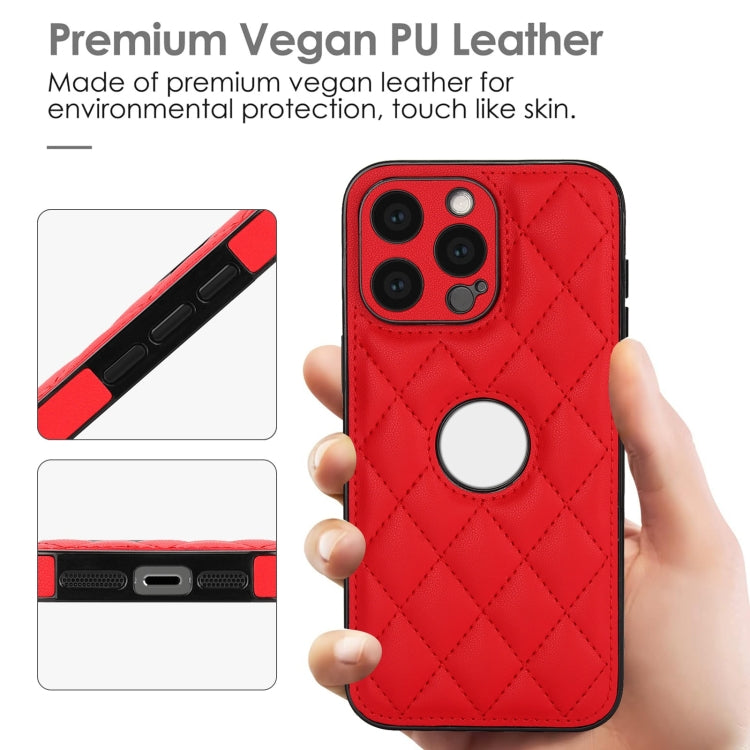 For iPhone 15 Pro Rhombic Leather Back Cover Phone Case