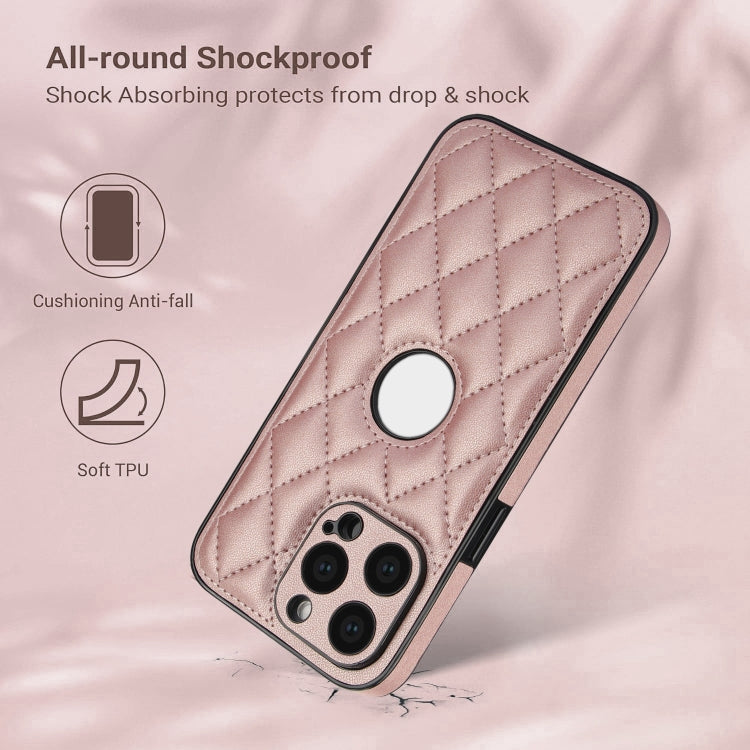 For iPhone 15 Pro Rhombic Leather Back Cover Phone Case
