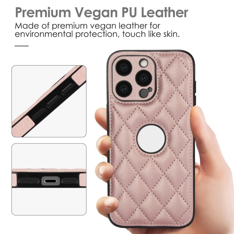 For iPhone 15 Pro Rhombic Leather Back Cover Phone Case