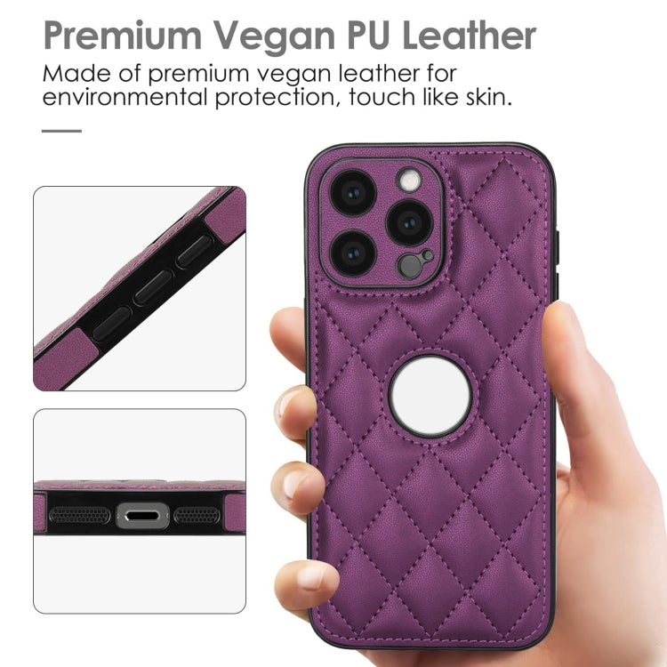 For iPhone 15 Pro Rhombic Leather Back Cover Phone Case