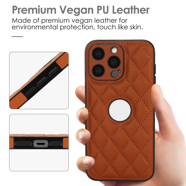 For iPhone 15 Pro Rhombic Leather Back Cover Phone Case