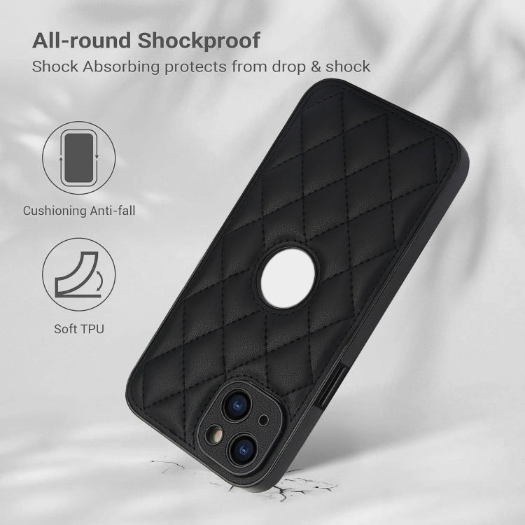 For iPhone 15 Plus Rhombic Leather Back Cover Phone Case