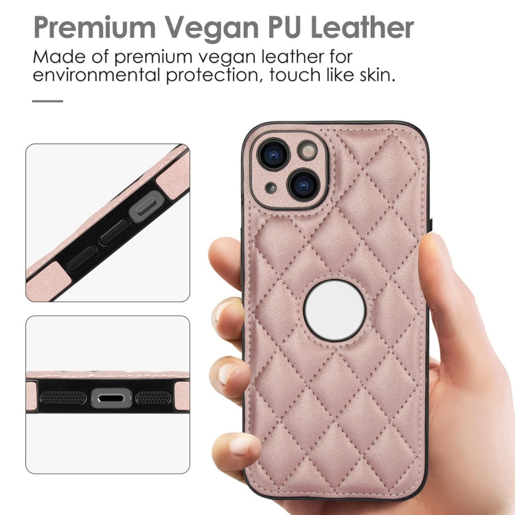 For iPhone 15 Plus Rhombic Leather Back Cover Phone Case