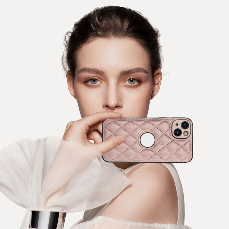 For iPhone 15 Plus Rhombic Leather Back Cover Phone Case