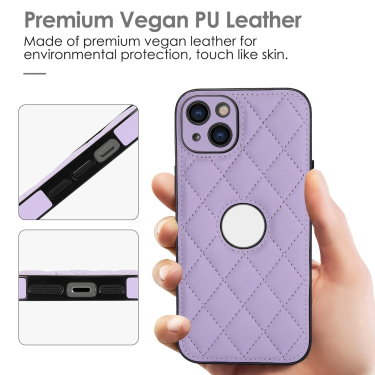 For iPhone 15 Plus Rhombic Leather Back Cover Phone Case