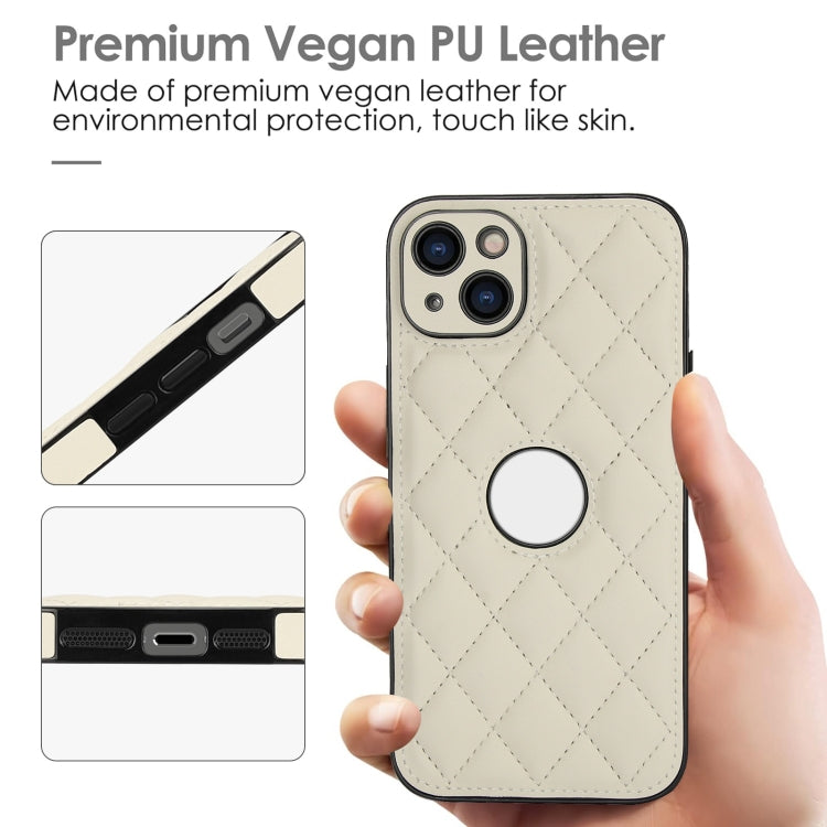 For iPhone 14 Plus Rhombic Leather Back Cover Phone Case