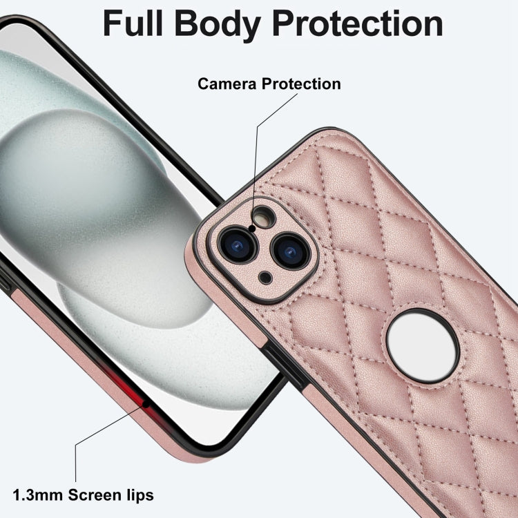 For iPhone 14 Plus Rhombic Leather Back Cover Phone Case