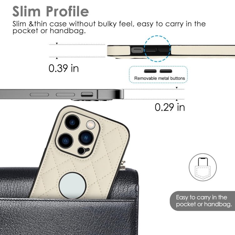 For iPhone 14 Pro Rhombic Leather Back Cover Phone Case