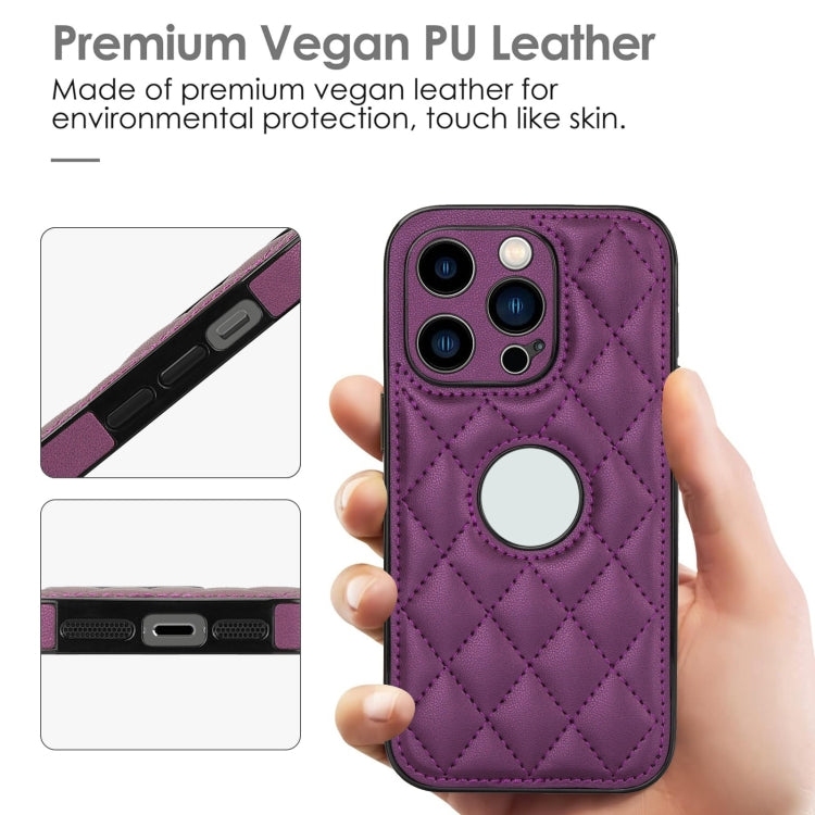 For iPhone 14 Pro Rhombic Leather Back Cover Phone Case