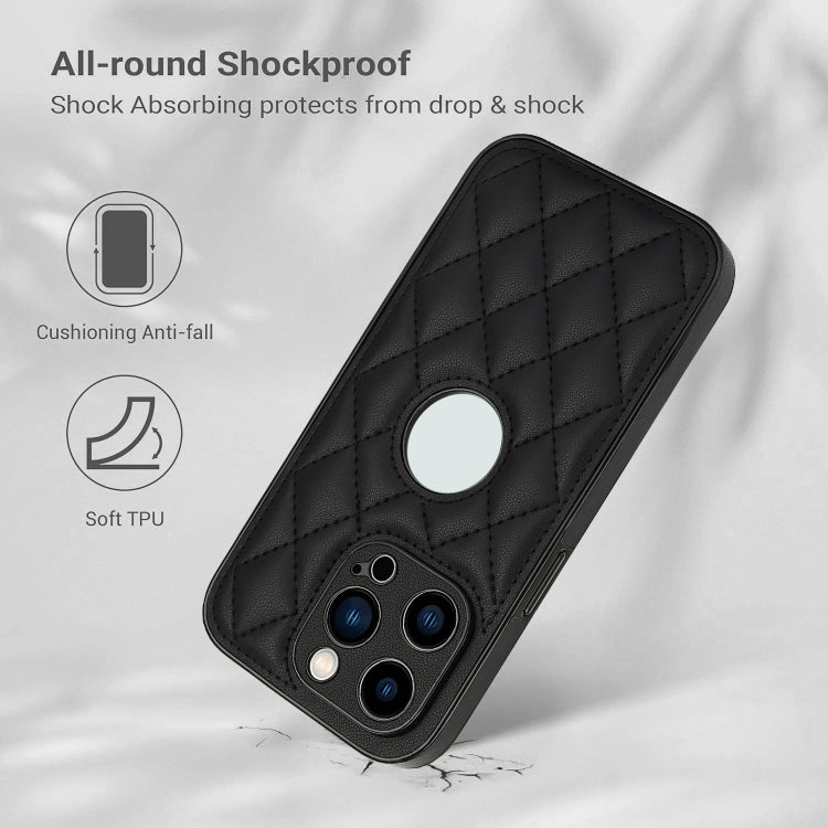 For iPhone 14 Pro Max Rhombic Leather Back Cover Phone Case