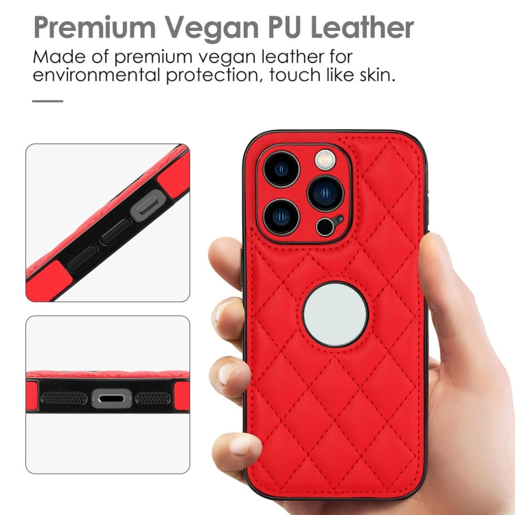 For iPhone 14 Pro Max Rhombic Leather Back Cover Phone Case