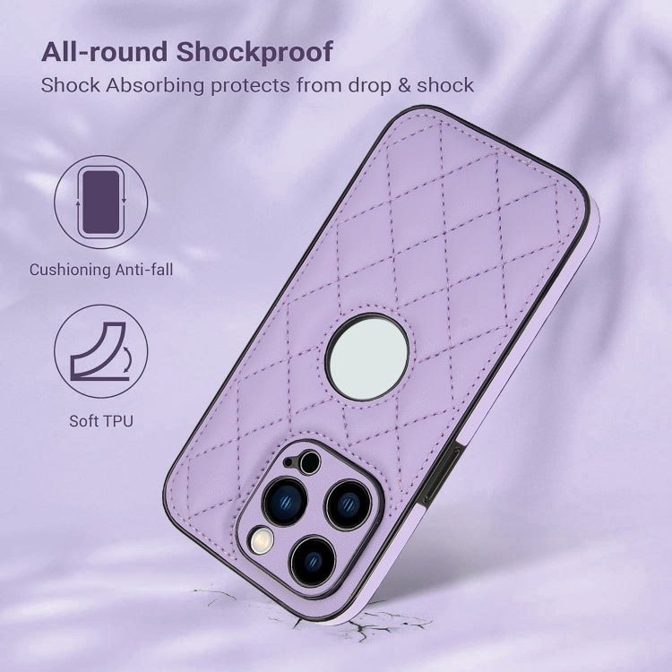 For iPhone 14 Pro Max Rhombic Leather Back Cover Phone Case