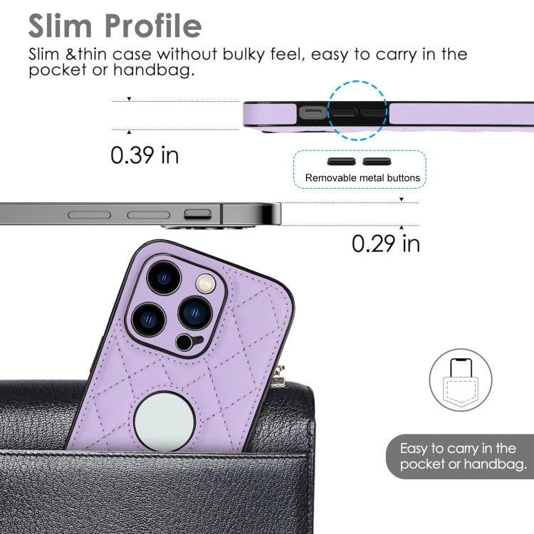 For iPhone 14 Pro Max Rhombic Leather Back Cover Phone Case