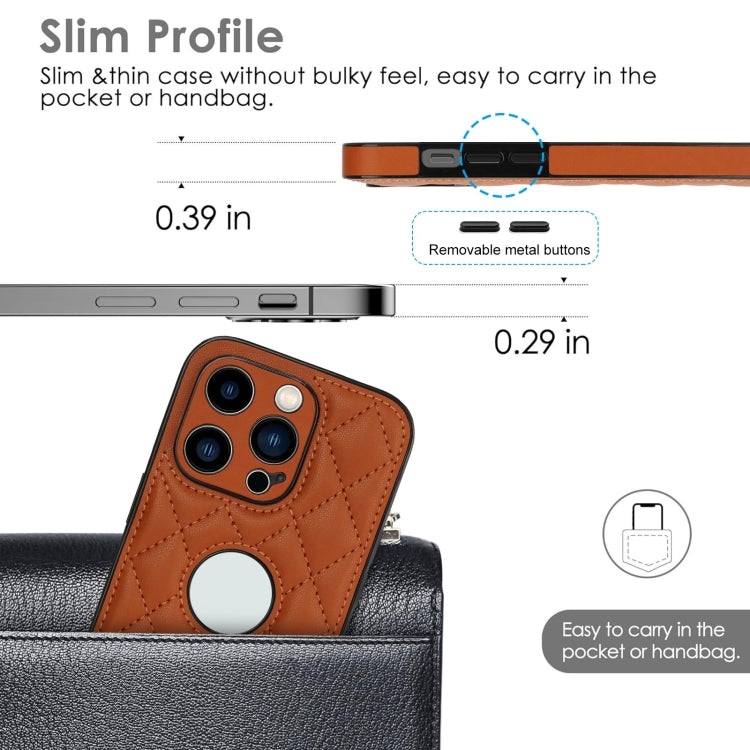 For iPhone 14 Pro Max Rhombic Leather Back Cover Phone Case