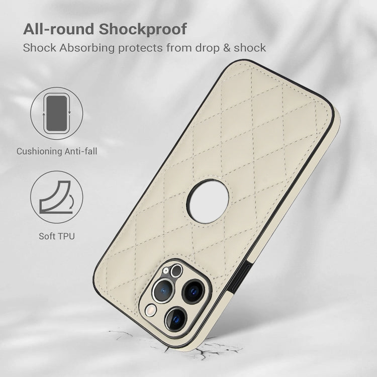 For iPhone 13 Pro Max Rhombic Leather Back Cover Phone Case