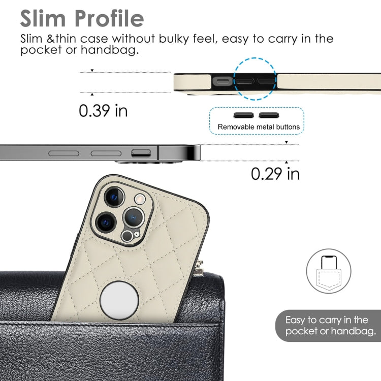 For iPhone 13 Pro Max Rhombic Leather Back Cover Phone Case
