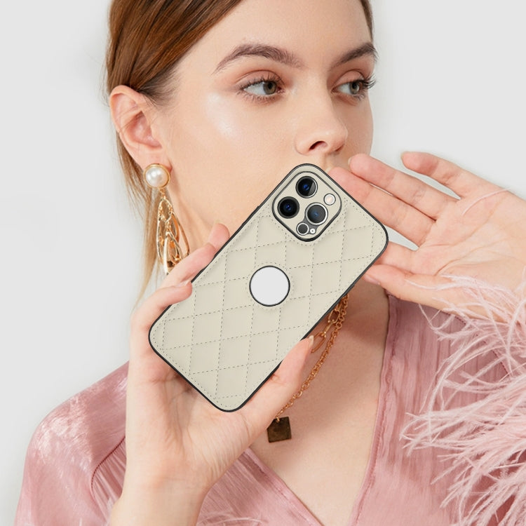 For iPhone 13 Pro Max Rhombic Leather Back Cover Phone Case