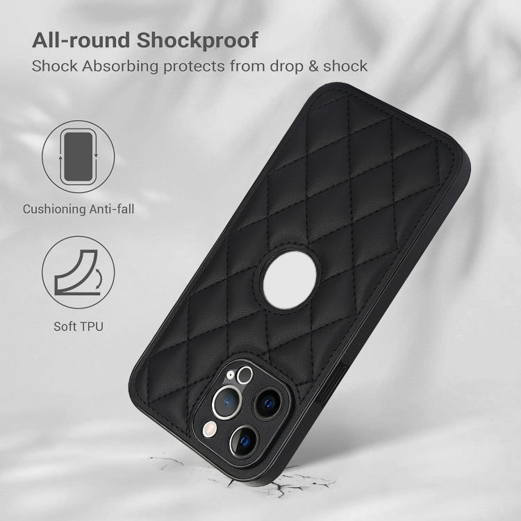 For iPhone 13 Pro Max Rhombic Leather Back Cover Phone Case