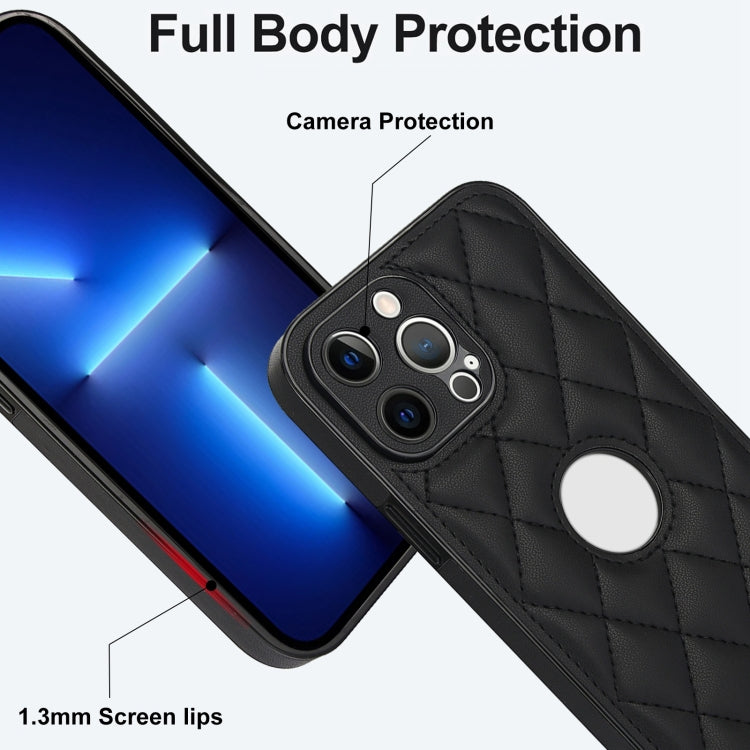 For iPhone 13 Pro Max Rhombic Leather Back Cover Phone Case