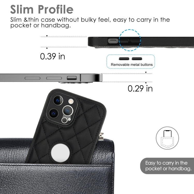 For iPhone 13 Pro Max Rhombic Leather Back Cover Phone Case
