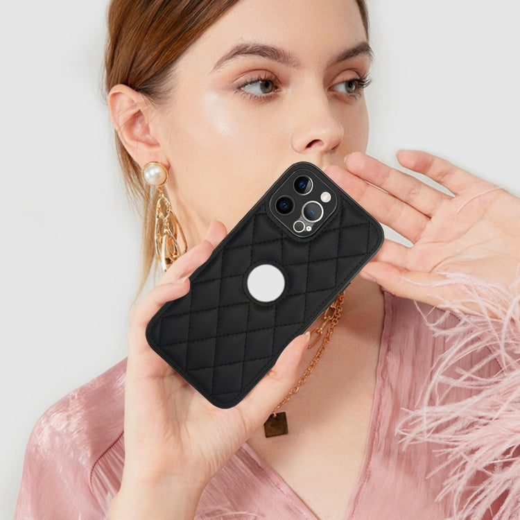 For iPhone 13 Pro Max Rhombic Leather Back Cover Phone Case