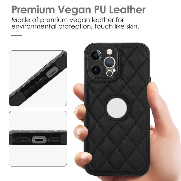 For iPhone 13 Pro Max Rhombic Leather Back Cover Phone Case
