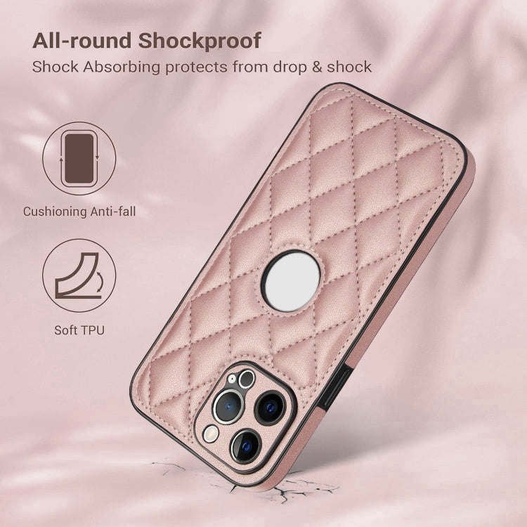 For iPhone 13 Pro Max Rhombic Leather Back Cover Phone Case