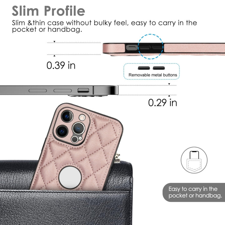 For iPhone 13 Pro Max Rhombic Leather Back Cover Phone Case