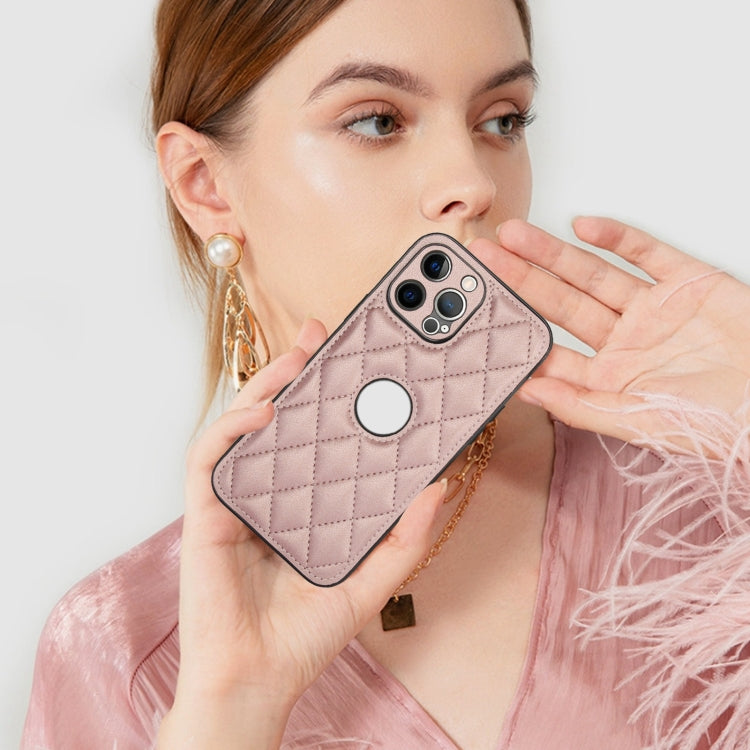 For iPhone 13 Pro Max Rhombic Leather Back Cover Phone Case
