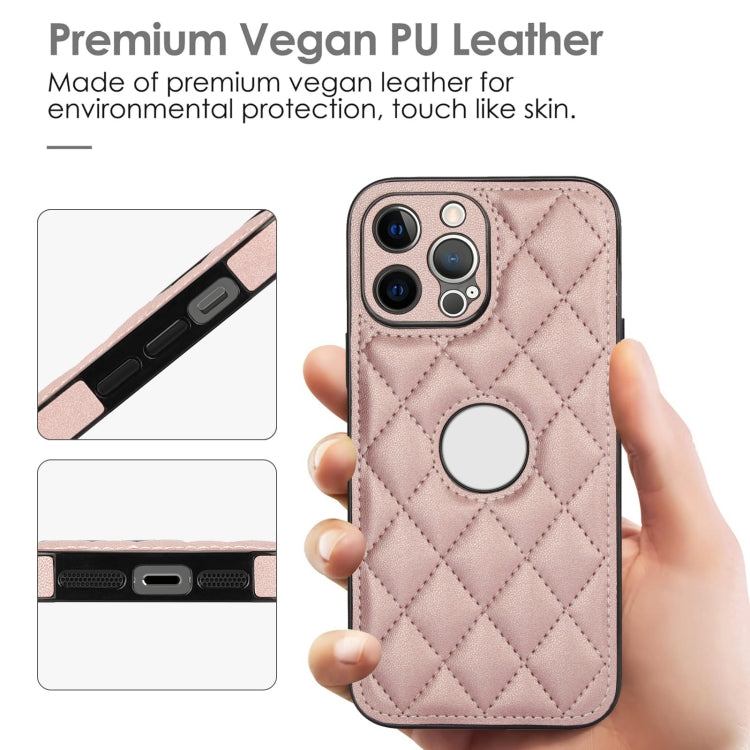 For iPhone 13 Pro Max Rhombic Leather Back Cover Phone Case