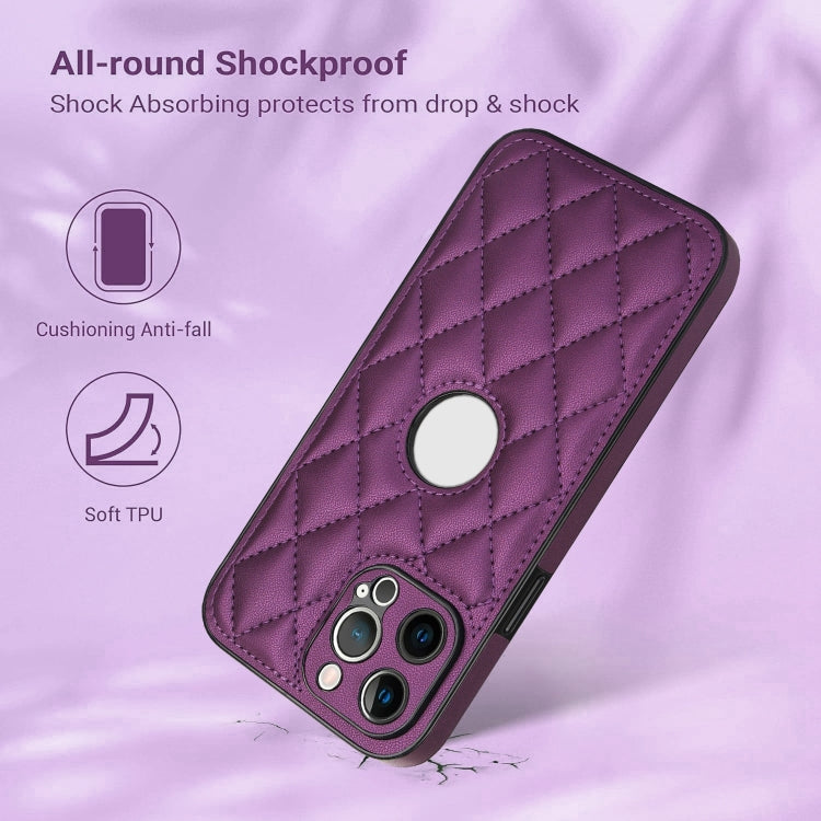 For iPhone 13 Pro Max Rhombic Leather Back Cover Phone Case