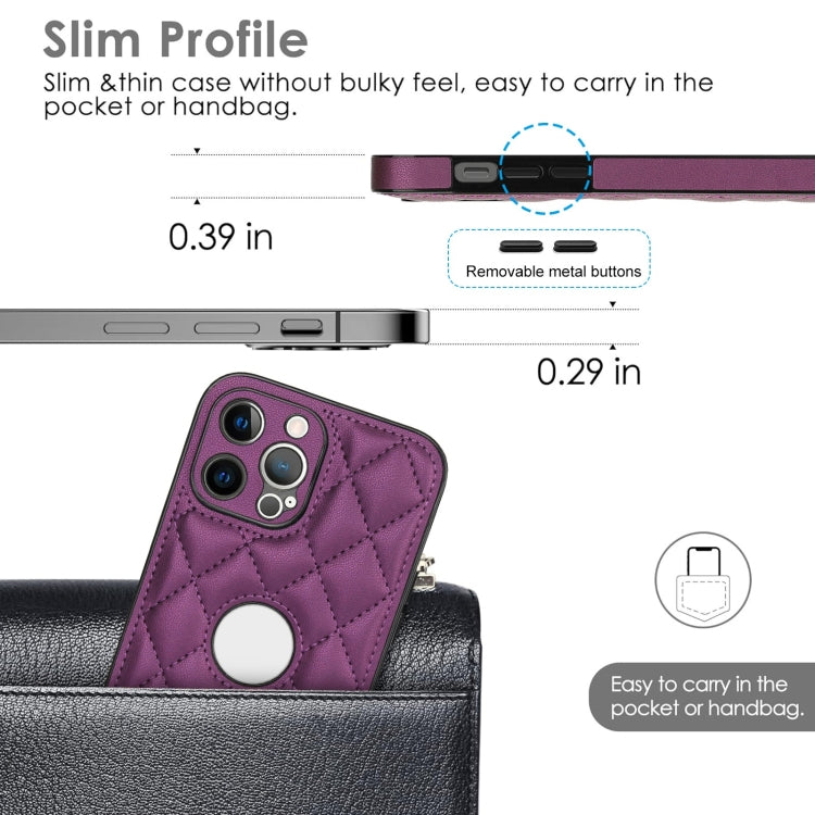 For iPhone 13 Pro Max Rhombic Leather Back Cover Phone Case