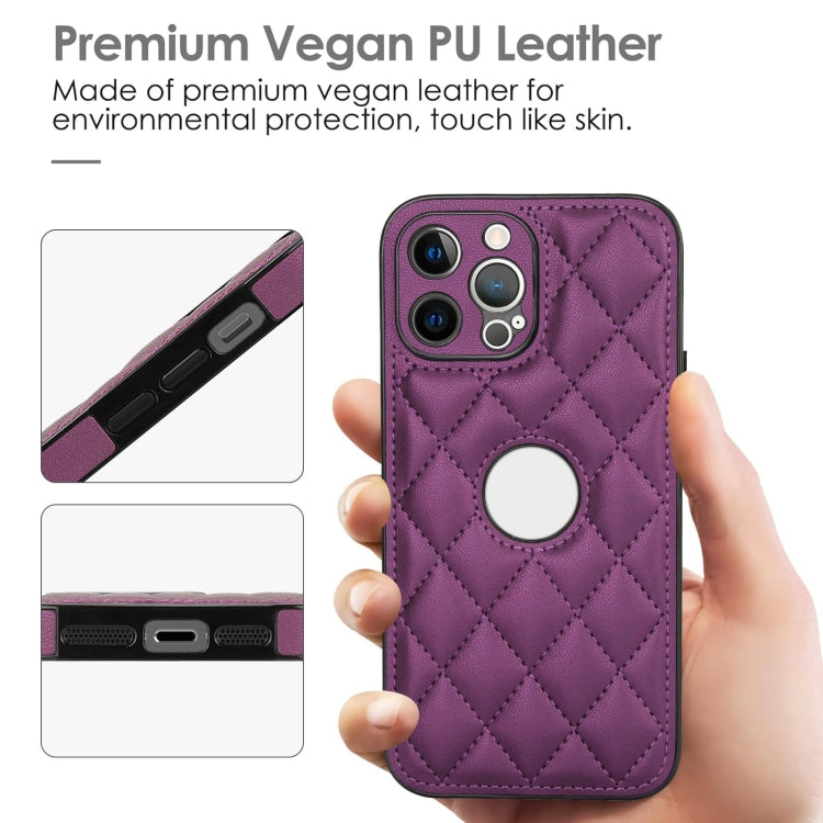 For iPhone 13 Pro Max Rhombic Leather Back Cover Phone Case