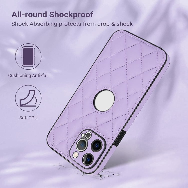For iPhone 13 Pro Max Rhombic Leather Back Cover Phone Case