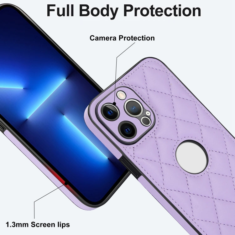 For iPhone 13 Pro Max Rhombic Leather Back Cover Phone Case