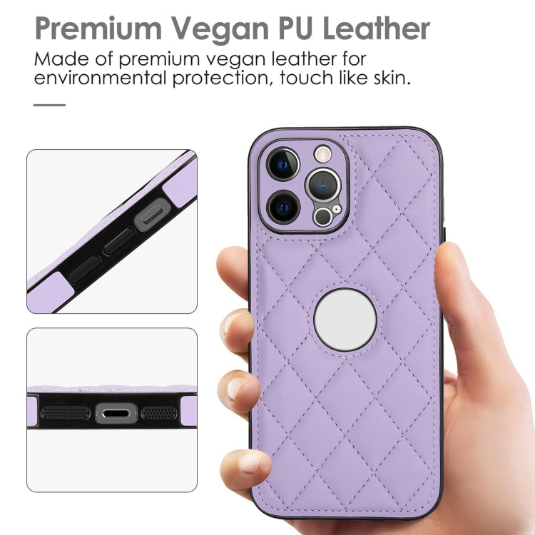 For iPhone 13 Pro Max Rhombic Leather Back Cover Phone Case
