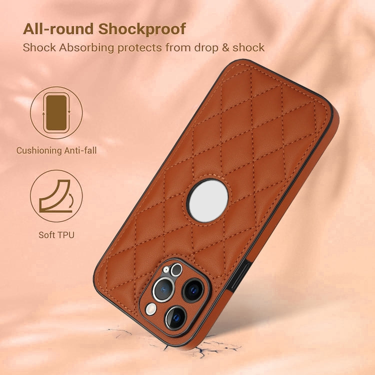 For iPhone 13 Pro Max Rhombic Leather Back Cover Phone Case