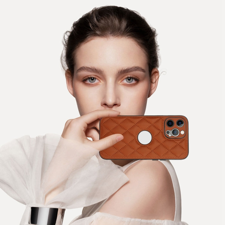 For iPhone 13 Pro Max Rhombic Leather Back Cover Phone Case
