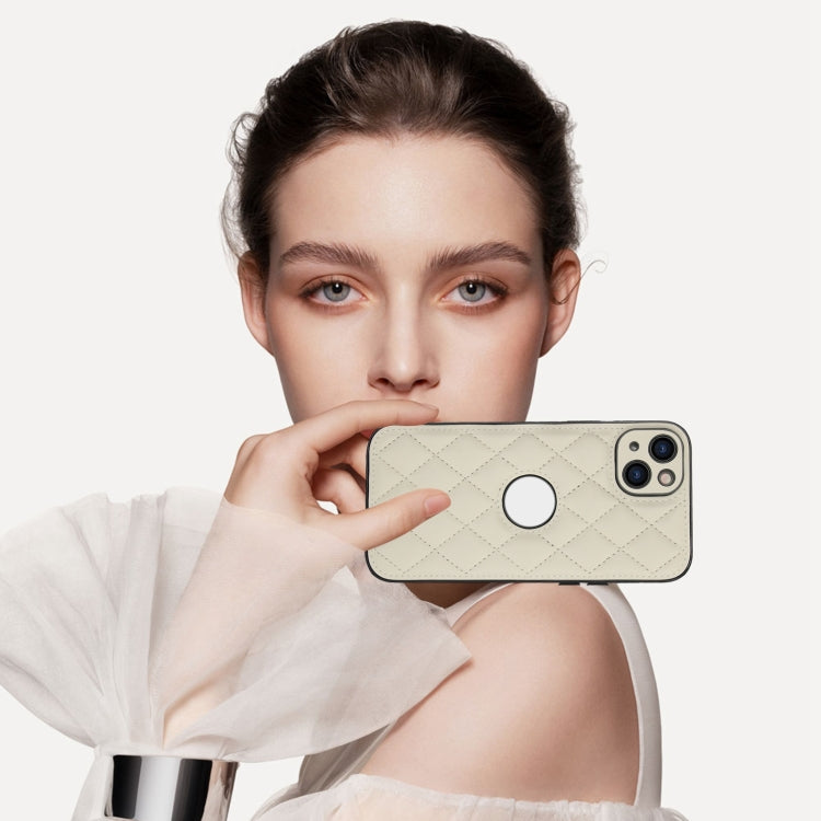 For iPhone 13 Rhombic Leather Back Cover Phone Case