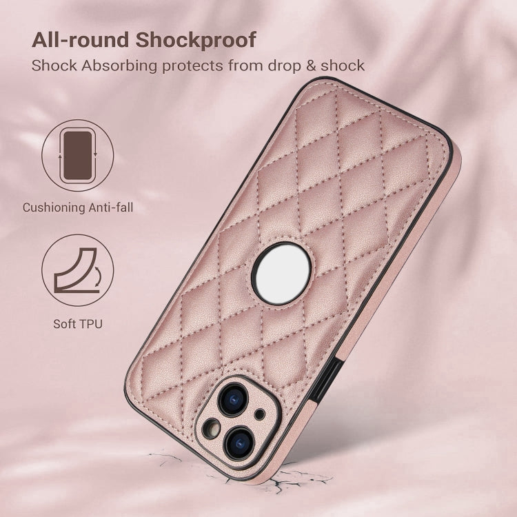 For iPhone 13 Rhombic Leather Back Cover Phone Case