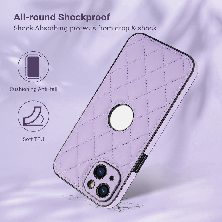 For iPhone 13 Rhombic Leather Back Cover Phone Case