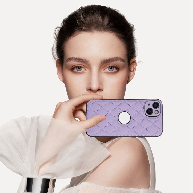 For iPhone 13 Rhombic Leather Back Cover Phone Case