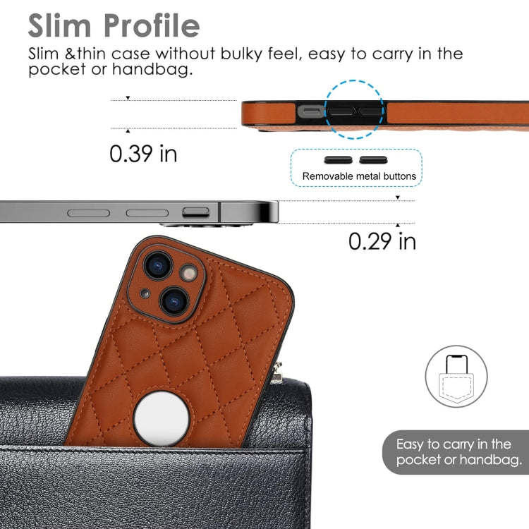 For iPhone 13 Rhombic Leather Back Cover Phone Case