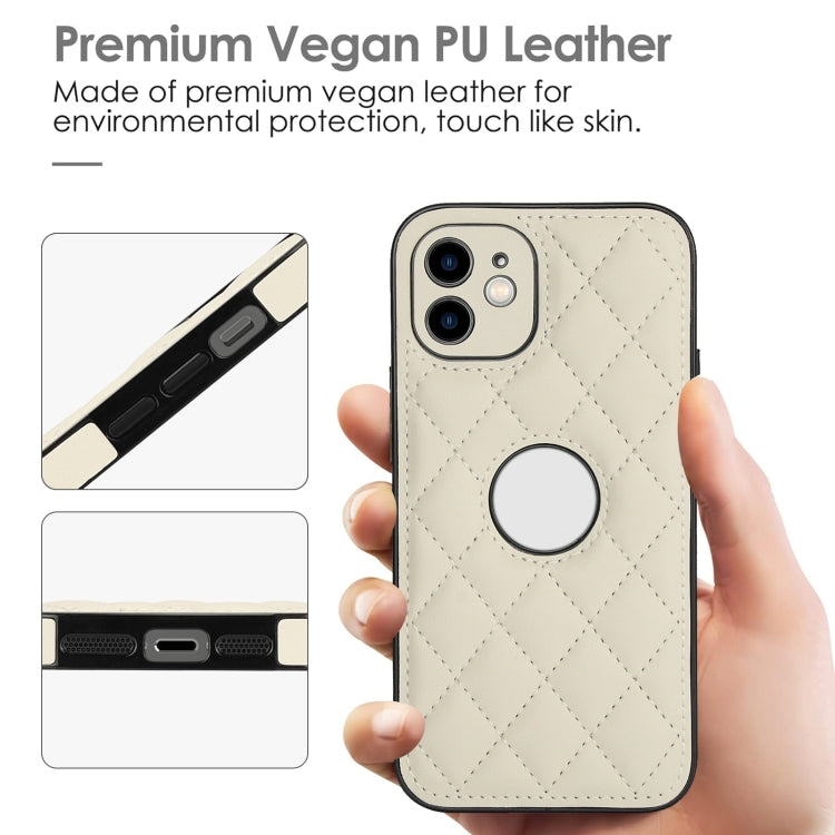 For iPhone 12 Rhombic Leather Back Cover Phone Case