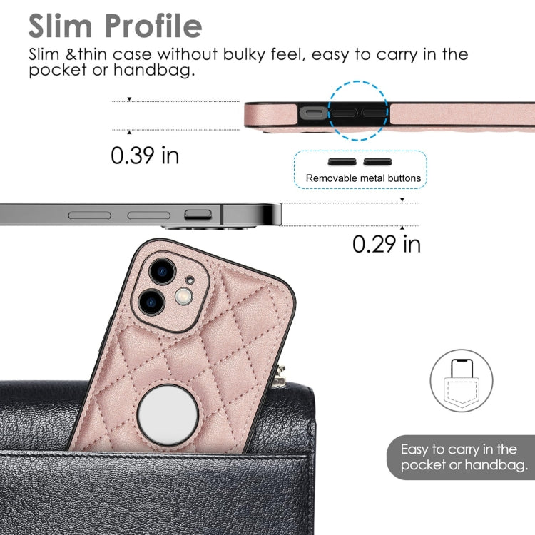 For iPhone 12 Rhombic Leather Back Cover Phone Case