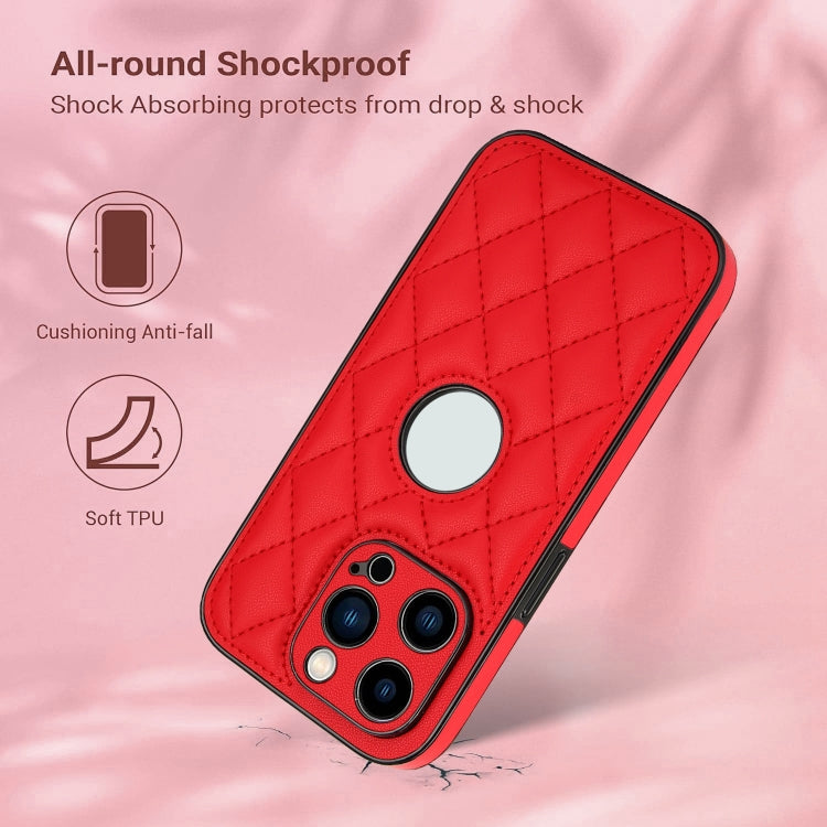 For iPhone 12 Pro Max Rhombic Leather Back Cover Phone Case